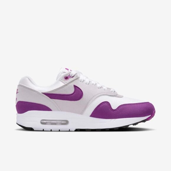 Nike Womens Air Max 1 '87 Mini Swoosh Bold Berry HF1194-101 White Grey Black 90 - Picture 3 of 8